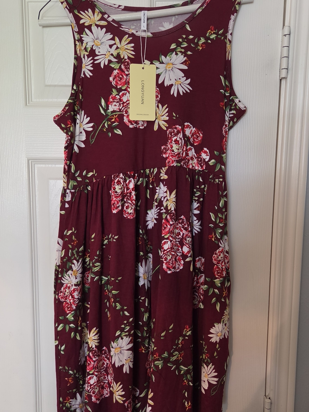 LONGYUAN Women's Sleeveless Casual Floral Dress with Pockets Nwt
